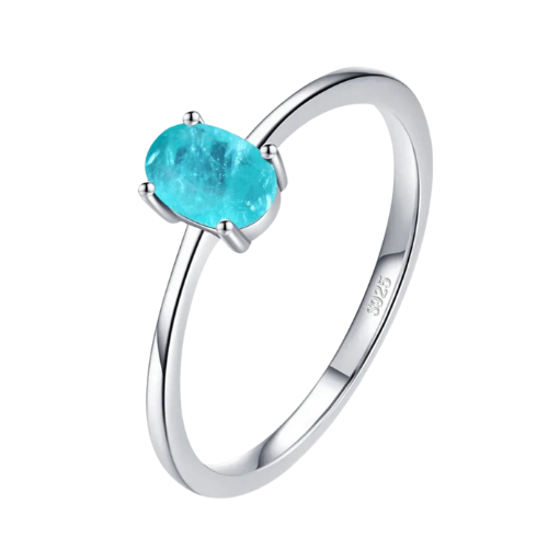 Simple Elegant Tourmaline Gemstone Sterling Silver Oval Ring | Gemstone Jewelry